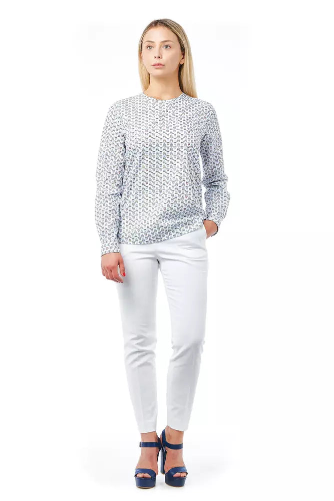 Bagutta White Cotton Women Shirt with Skull Print Closure Detail