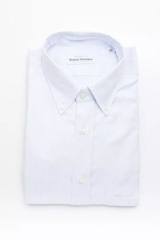 Robert Friedman Light Blue Cotton Men Shirt Robert Friedman