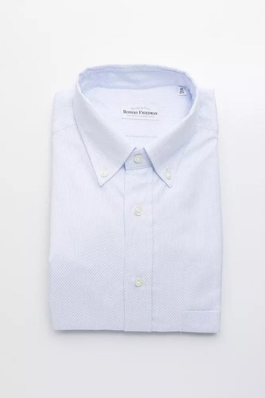 Robert Friedman Light Blue Cotton Men Shirt Robert Friedman