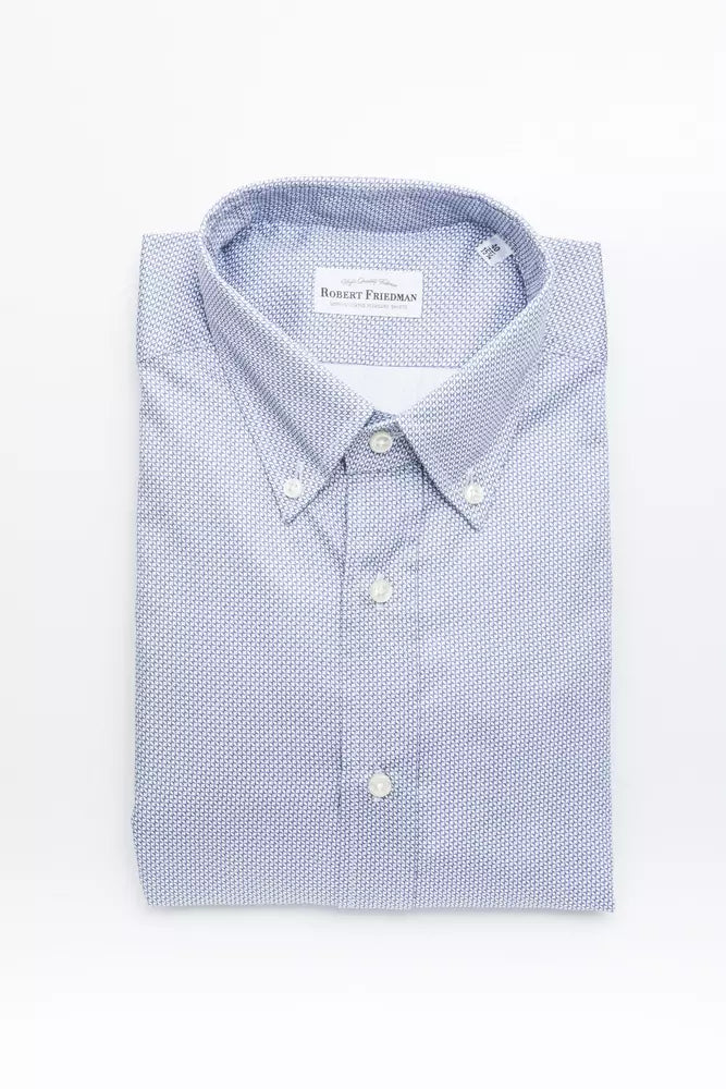 Robert Friedman Light Blue Cotton Men Shirt Robert Friedman