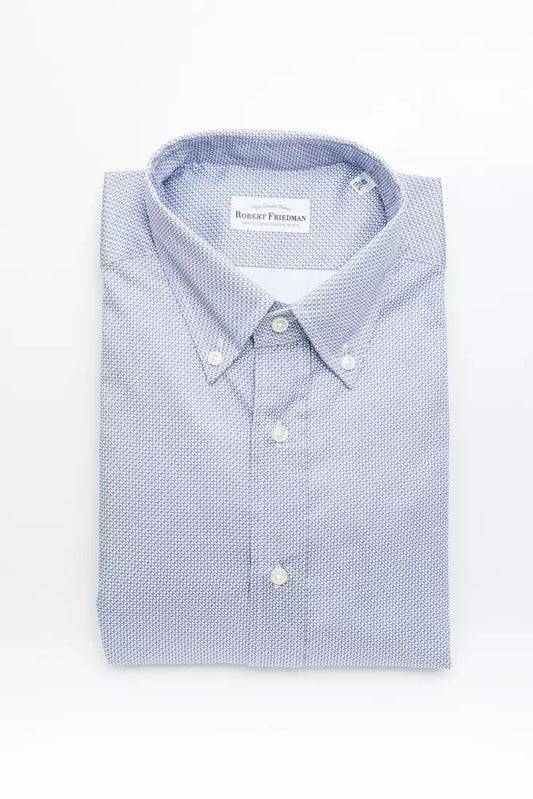 Robert Friedman Light Blue Cotton Men Shirt Robert Friedman
