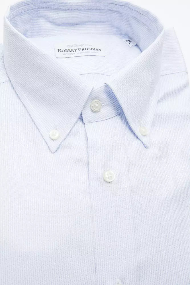 Robert Friedman Light Blue Cotton Men Shirt Robert Friedman