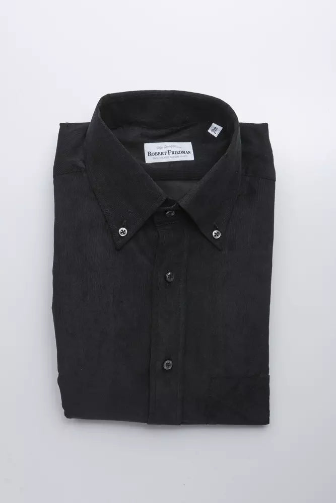 Robert Friedman Black Cotton Men's Shirt Robert Friedman