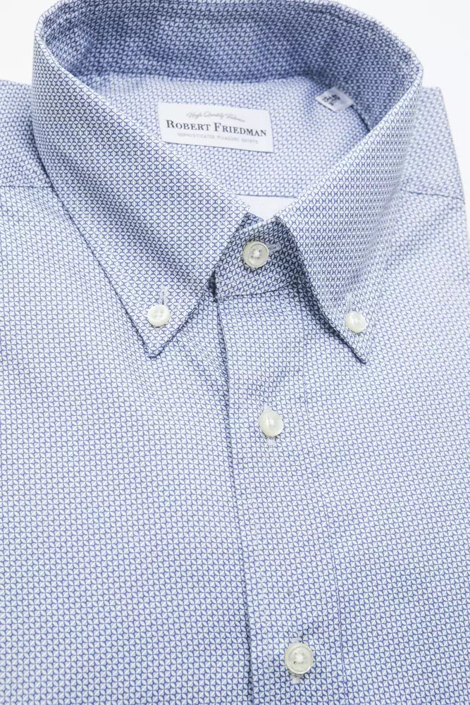 Robert Friedman Light Blue Cotton Men Shirt Robert Friedman