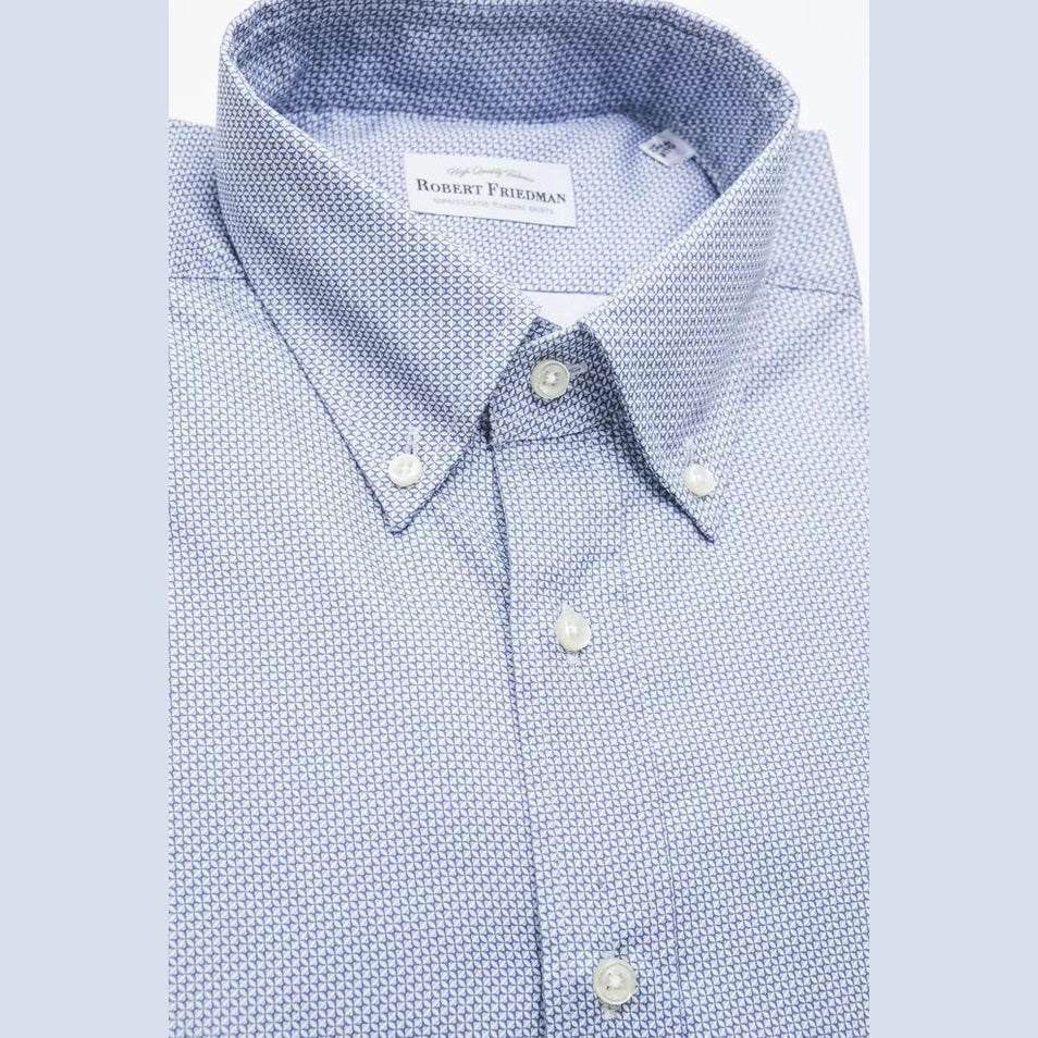 Robert Friedman Light Blue Cotton Men Shirt