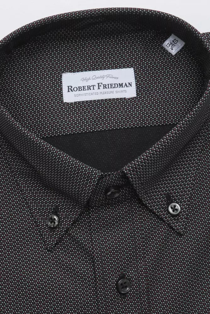 Robert Friedman Black Cotton Men's Shirt Robert Friedman