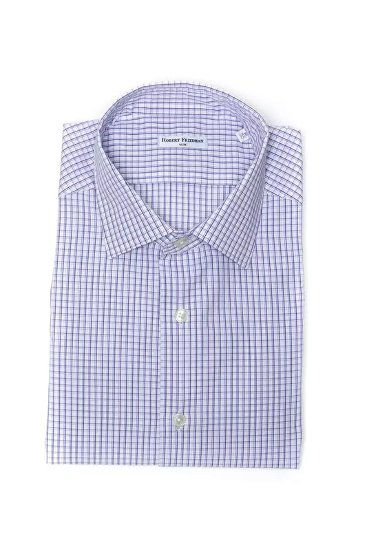 Robert Friedman Burgundy Cotton Men Shirt Robert Friedman