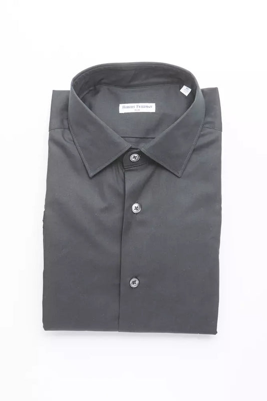 Robert Friedman Black Cotton Men Shirt Robert Friedman