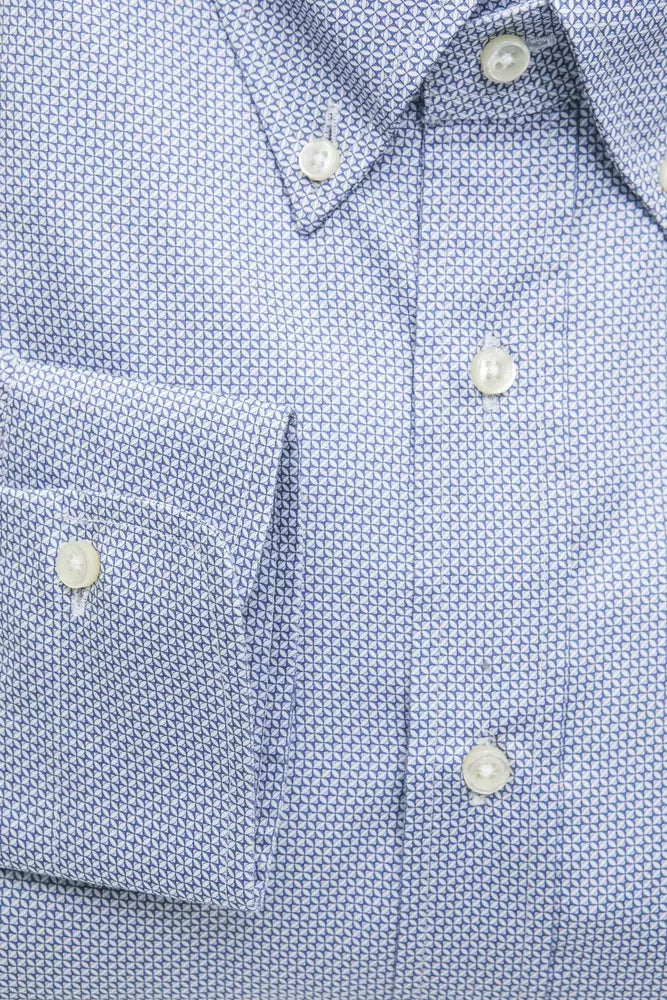 Robert Friedman Light Blue Cotton Men Shirt Robert Friedman