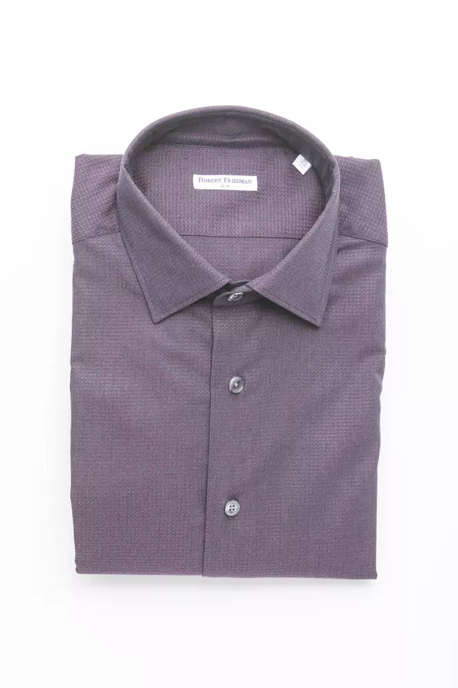 Robert Friedman Burgundy Cotton Men Shirt Robert Friedman
