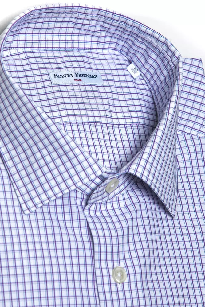 Robert Friedman Burgundy Cotton Men Shirt Robert Friedman