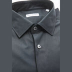 Robert Friedman Black Cotton Men's Slim Shirt