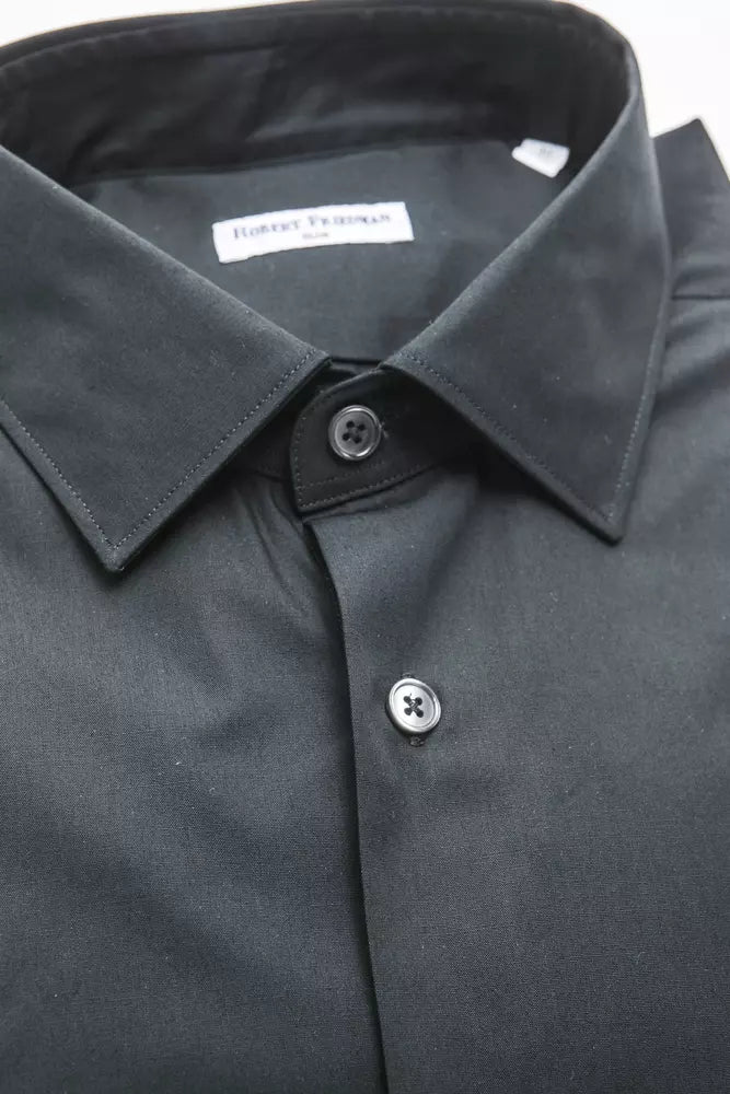 Robert Friedman Black Cotton Men Shirt Robert Friedman