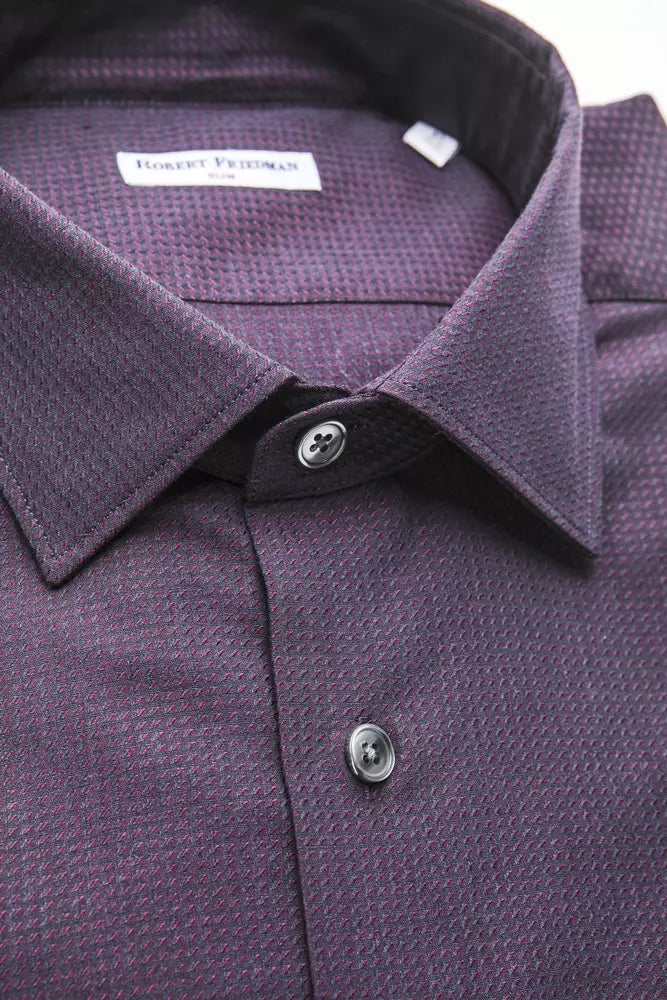 Robert Friedman Burgundy Cotton Men Shirt Robert Friedman