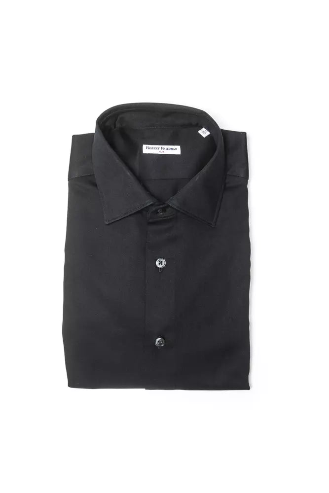 Robert Friedman Black Cotton Men Shirt Robert Friedman