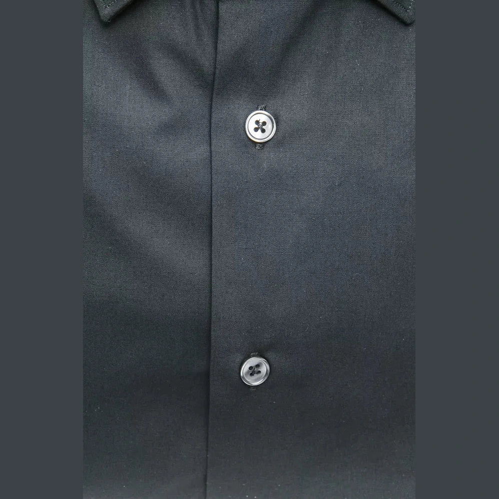 Robert Friedman Black Cotton Men's Slim Shirt