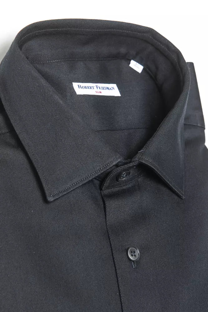 Robert Friedman Black Cotton Men Shirt Robert Friedman