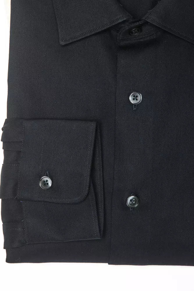 Robert Friedman Black Cotton Men Shirt Robert Friedman