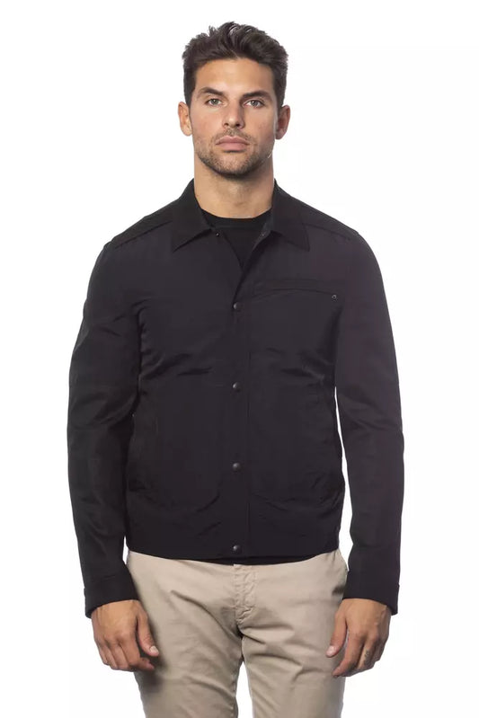 Verri Black Cotton Men Bomber Jacket Verri