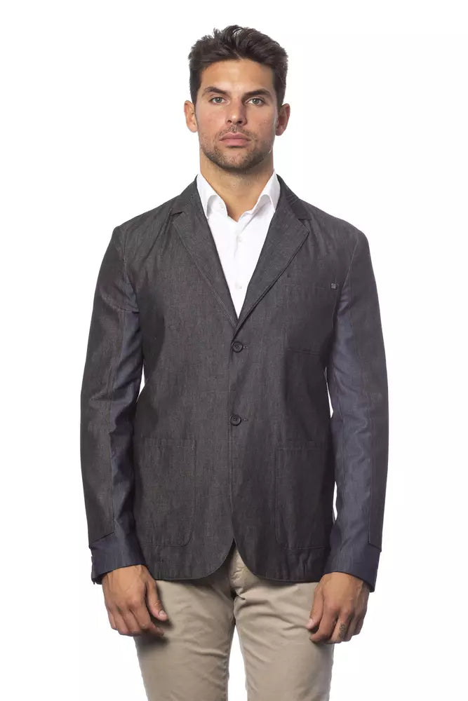 Verri Gray Cotton Men Blazer Verri