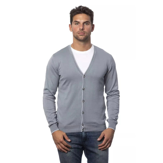 Verri Gray Cotton Men Cardigan