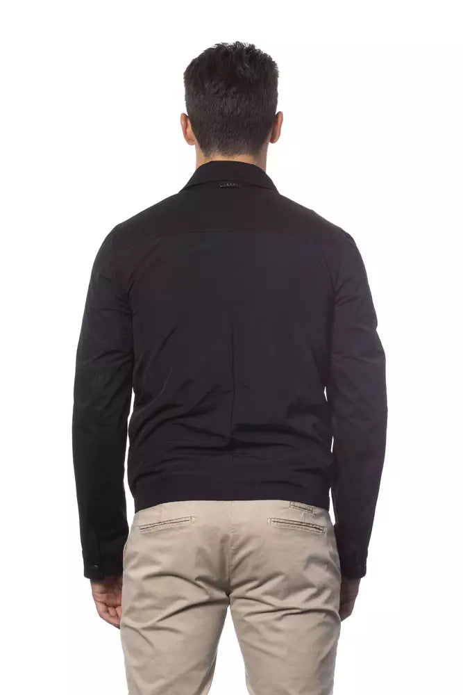 Verri Black Cotton Men Bomber Jacket Verri