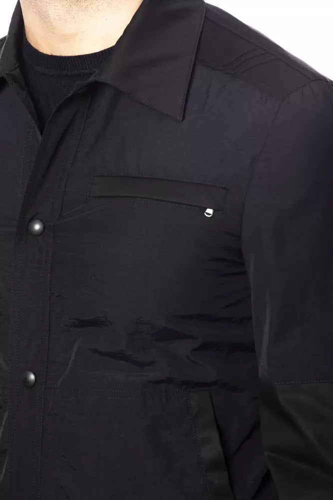 Verri Black Cotton Men Bomber Jacket Verri