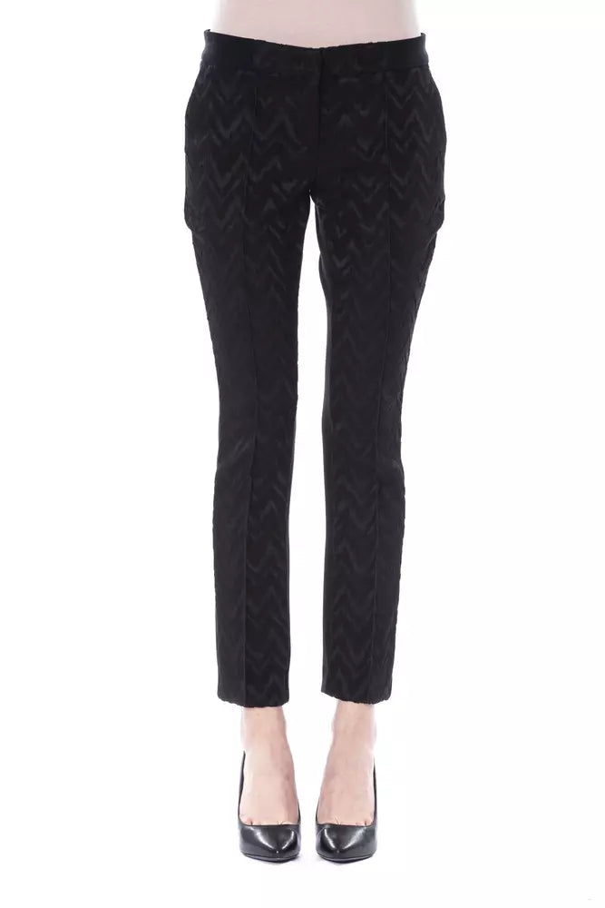 BYBLOS Black Marabou Women Pants BYBLOS