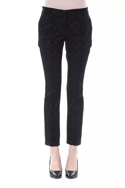 BYBLOS Black Marabou Women Pants BYBLOS