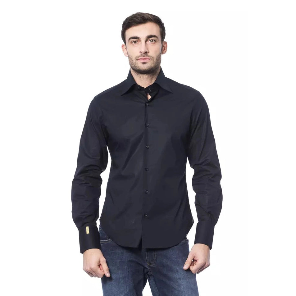 Billionaire Italian Couture Blue Cotton Men Shirt