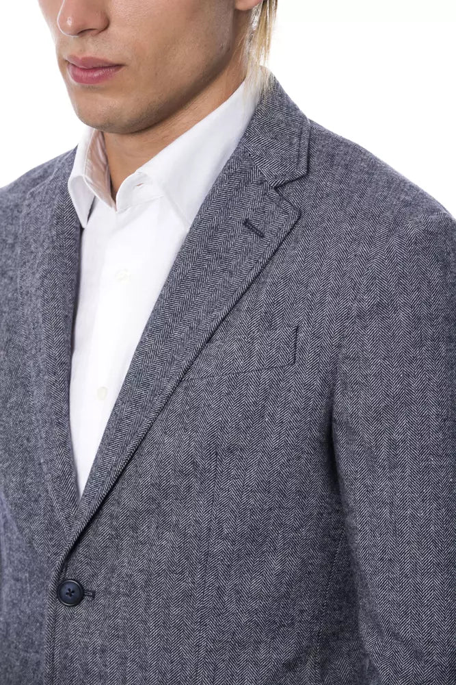 Verri Elegant Blue Single Breasted Blazer Verri