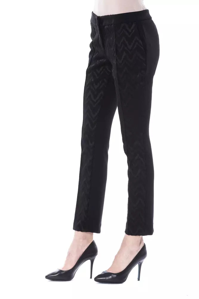 BYBLOS Black Marabou Women Pants BYBLOS