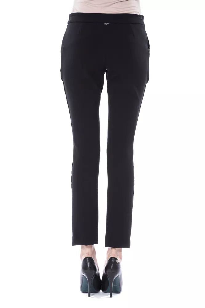 BYBLOS Black Marabou Women Pants BYBLOS