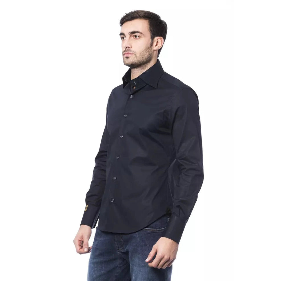 Billionaire Italian Couture Blue Cotton Men Shirt