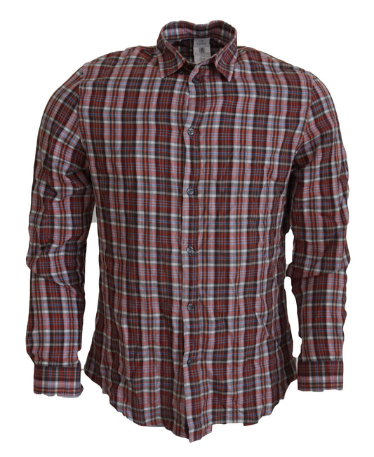 GF Ferre Multicolor Checkered Cotton Long Sleeves Casual Shirt GF Ferre
