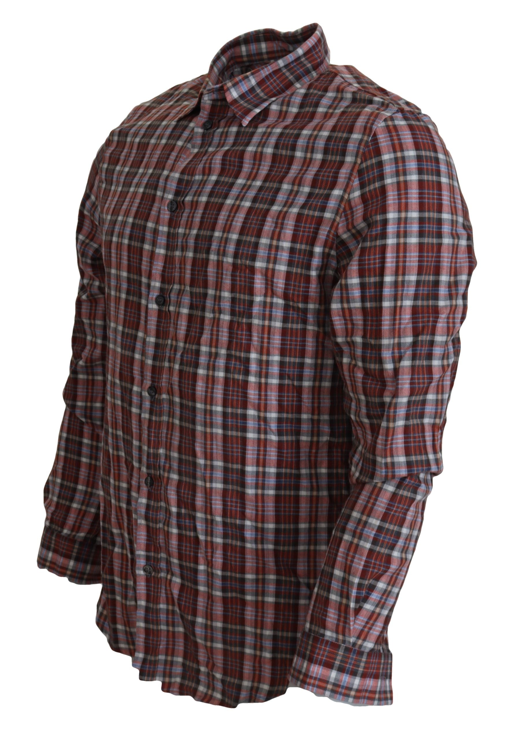 GF Ferre Multicolor Checkered Cotton Long Sleeves Casual Shirt GF Ferre
