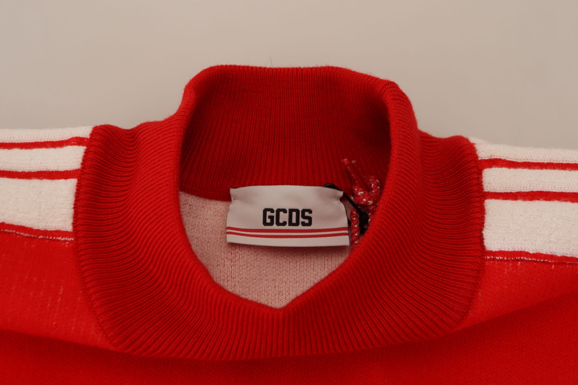 GCDS Red Wool Logo Printed Crew Neck Men Pullover Sweater GCDS