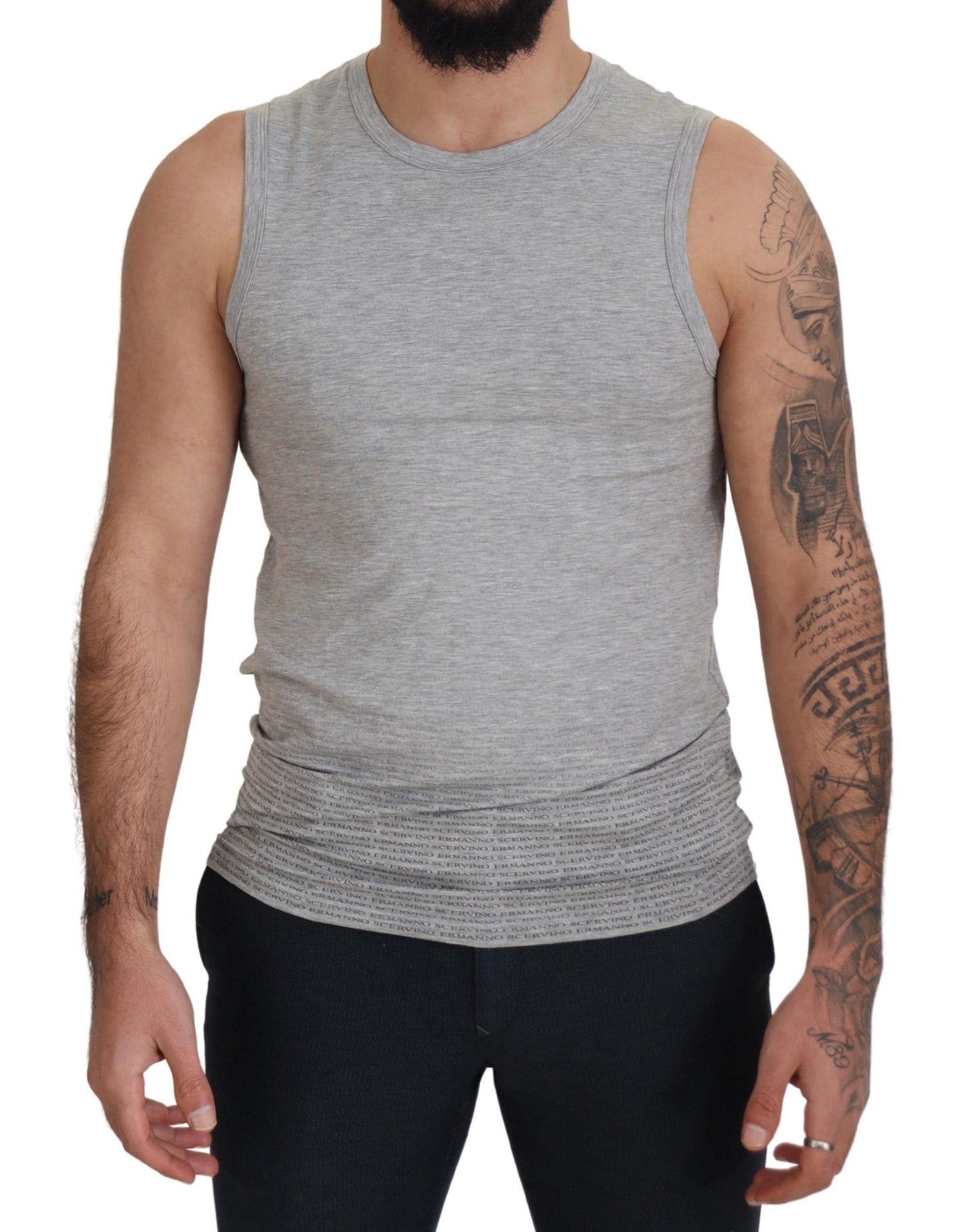 Ermanno Scervino Grey Sleeveless Men Pullover T-shirt Ermanno Scervino