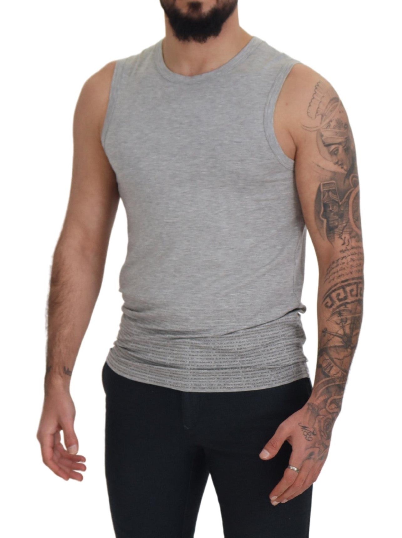 Ermanno Scervino Grey Sleeveless Men Pullover T-shirt Ermanno Scervino