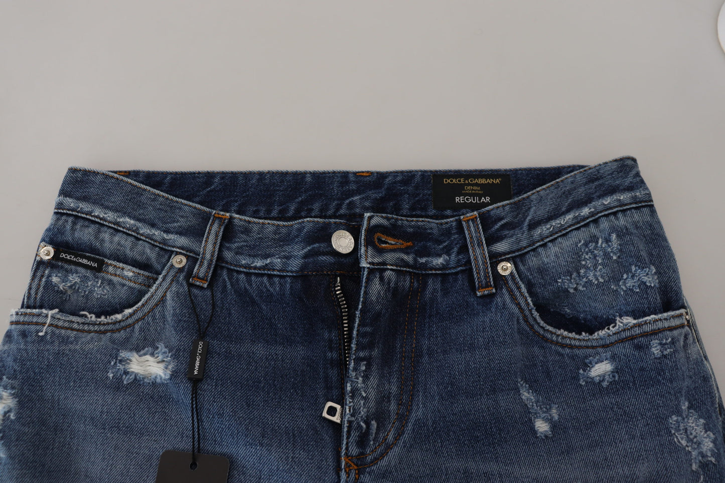 Dolce & Gabbana Blue Cotton Tattered Men Denim Jeans Dolce & Gabbana