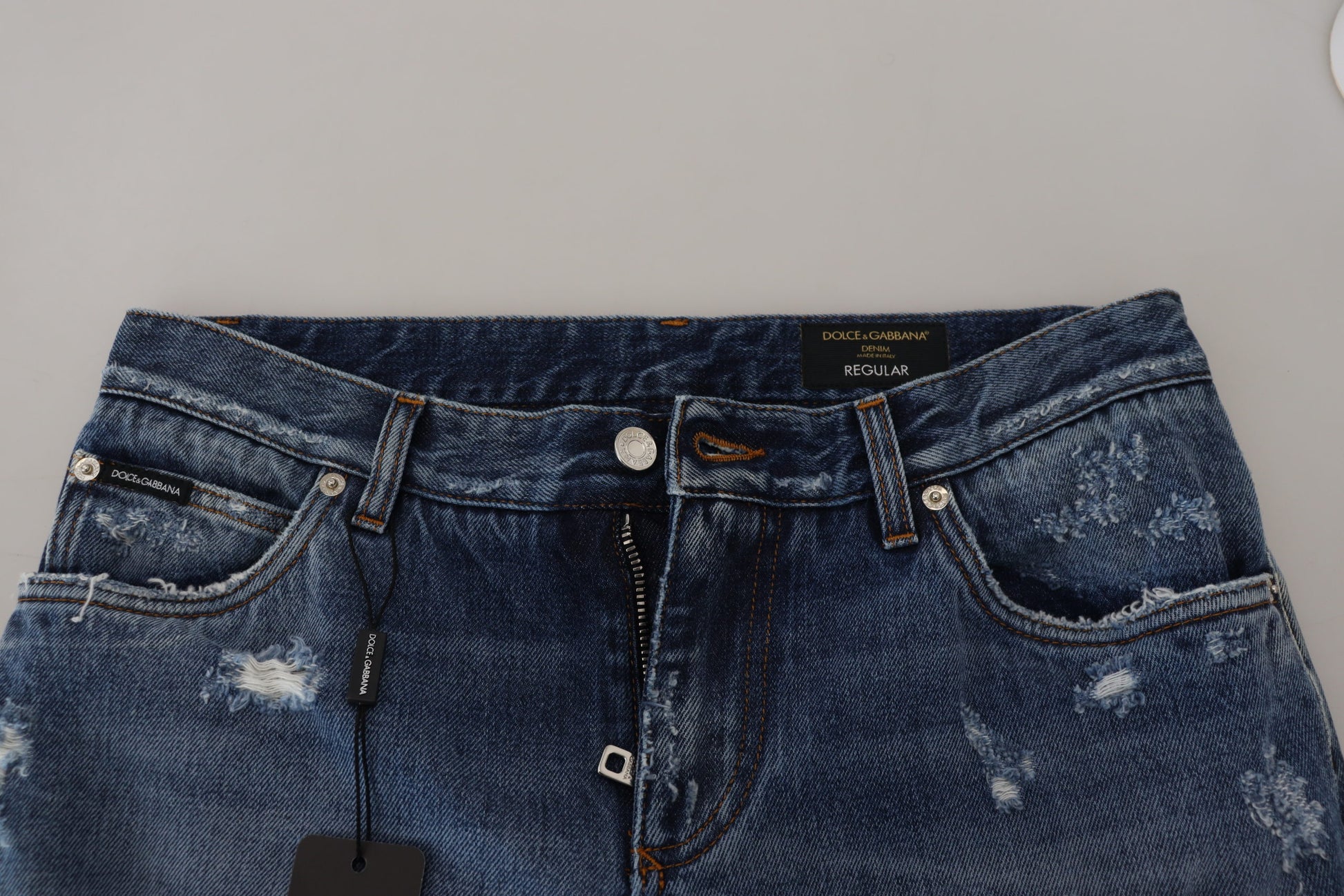 Dolce & Gabbana Blue Cotton Tattered Men Denim Jeans Dolce & Gabbana