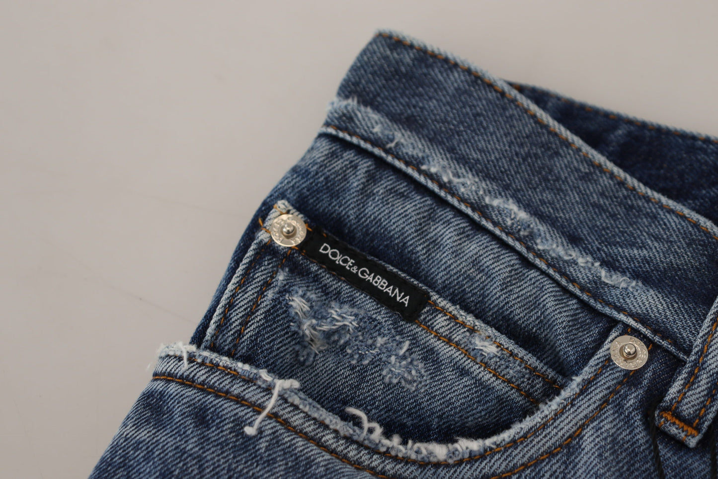 Dolce & Gabbana Blue Cotton Tattered Men Denim Jeans Dolce & Gabbana