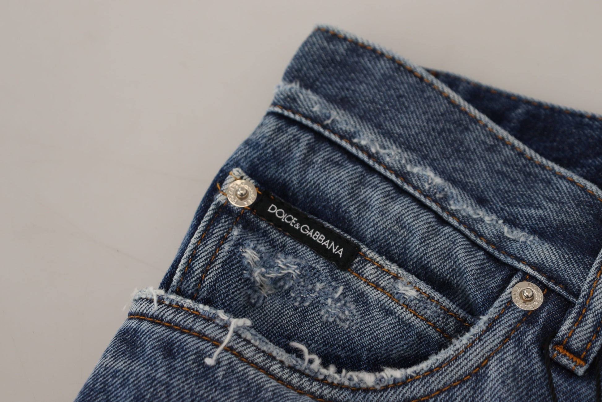 Dolce & Gabbana Blue Cotton Tattered Men Denim Jeans Dolce & Gabbana