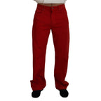 Dolce & Gabbana Red Cotton Straight Fit Men Denim Jeans
