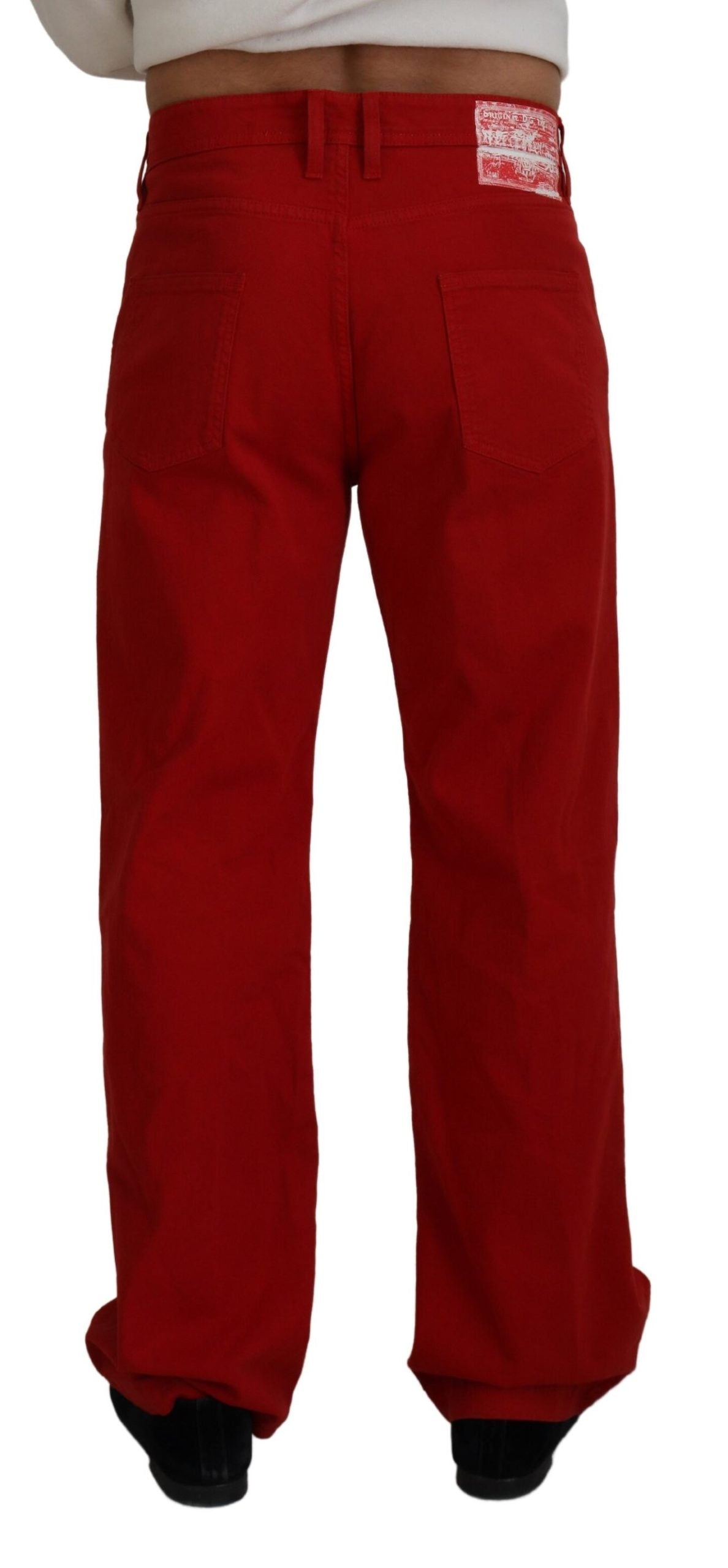 Dolce & Gabbana Red Cotton Straight Fit Men Denim Jeans Dolce & Gabbana