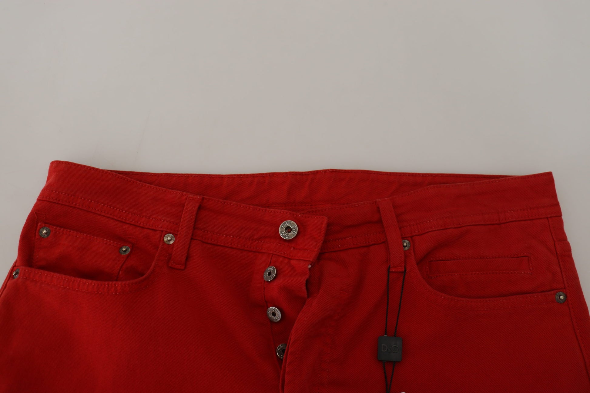 Dolce & Gabbana Red Cotton Straight Fit Men Denim Jeans Dolce & Gabbana