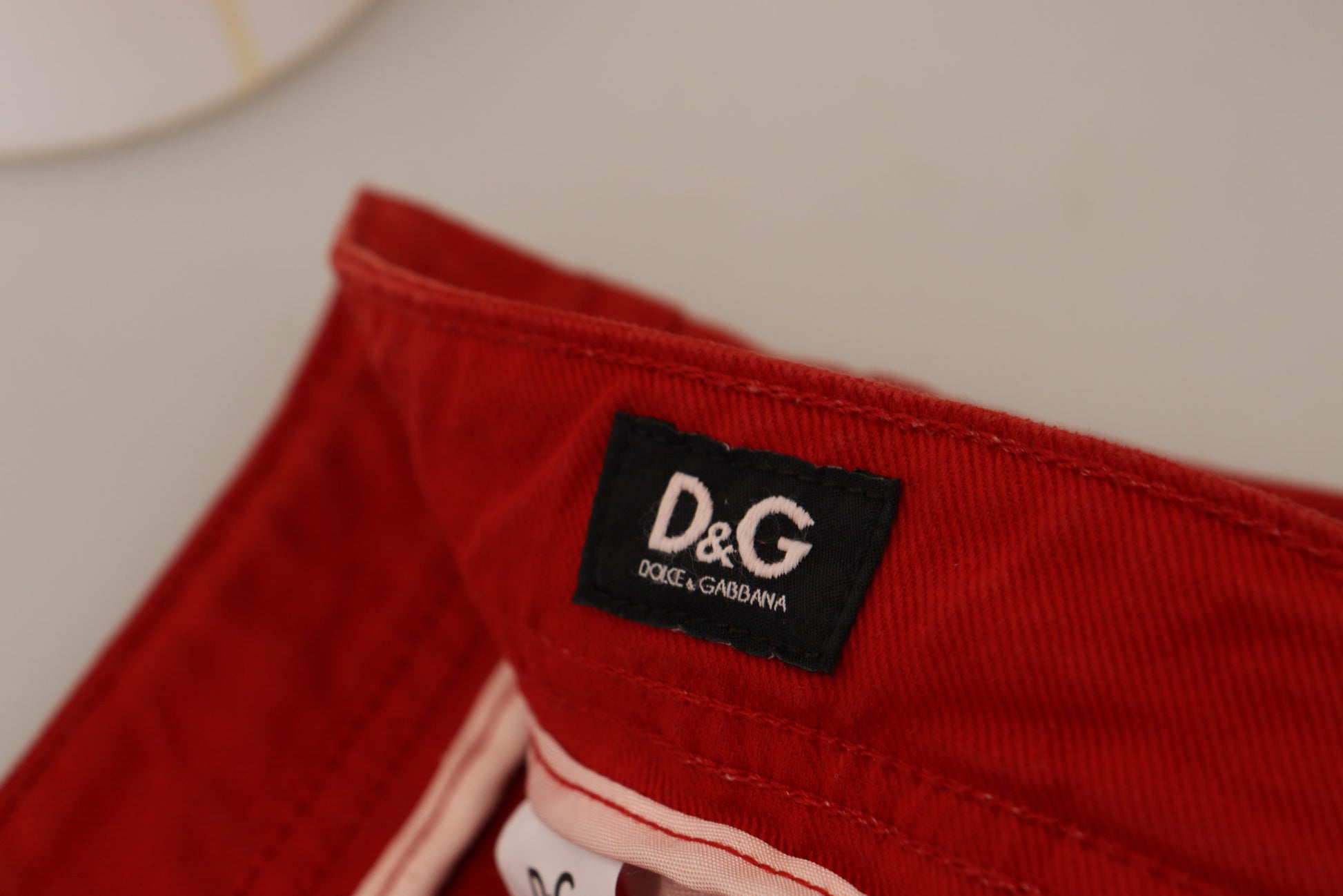 Dolce & Gabbana Red Cotton Straight Fit Men Denim Jeans Dolce & Gabbana