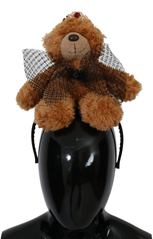 Dolce & Gabbana Teddy Bear Gold Crystal Crown Tiara Diadem Hair Band Dolce & Gabbana