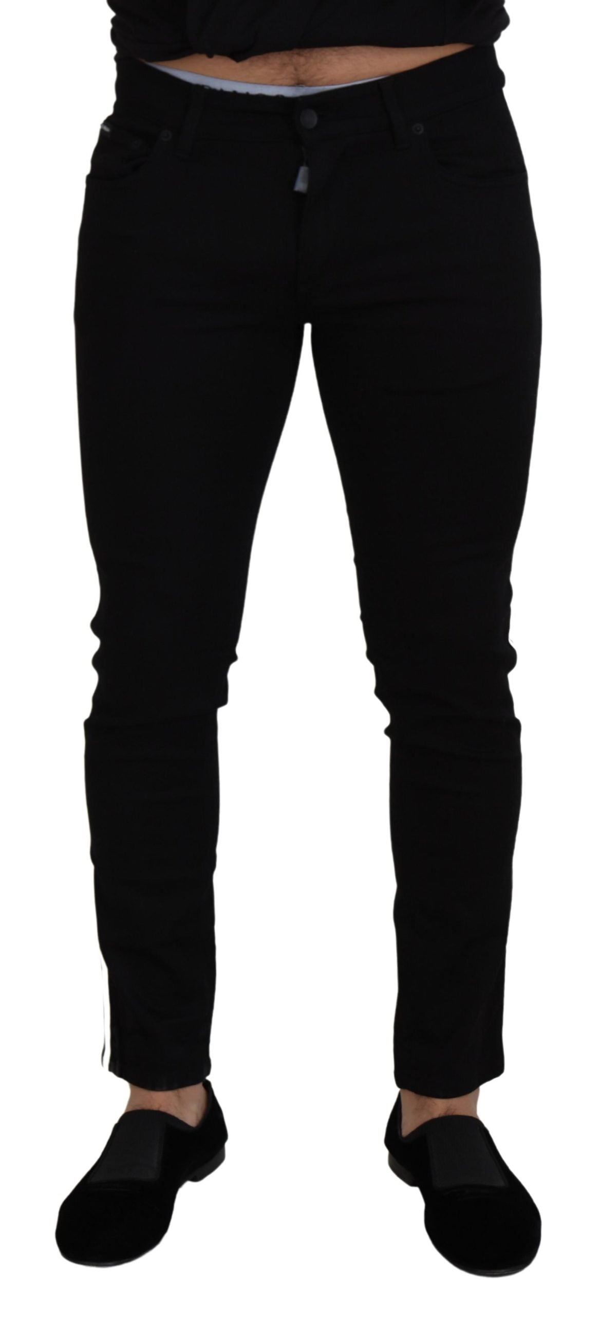 Dolce & Gabbana Black Cotton DG Crown Men Denim Jeans Dolce & Gabbana