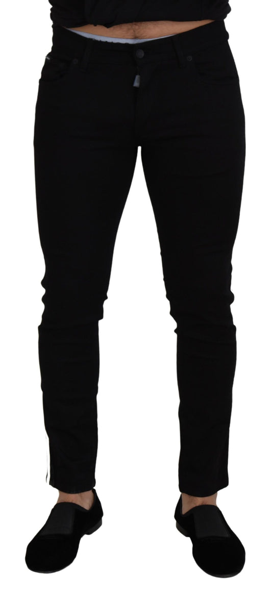 Dolce & Gabbana Black Cotton DG Crown Men Denim Jeans Dolce & Gabbana